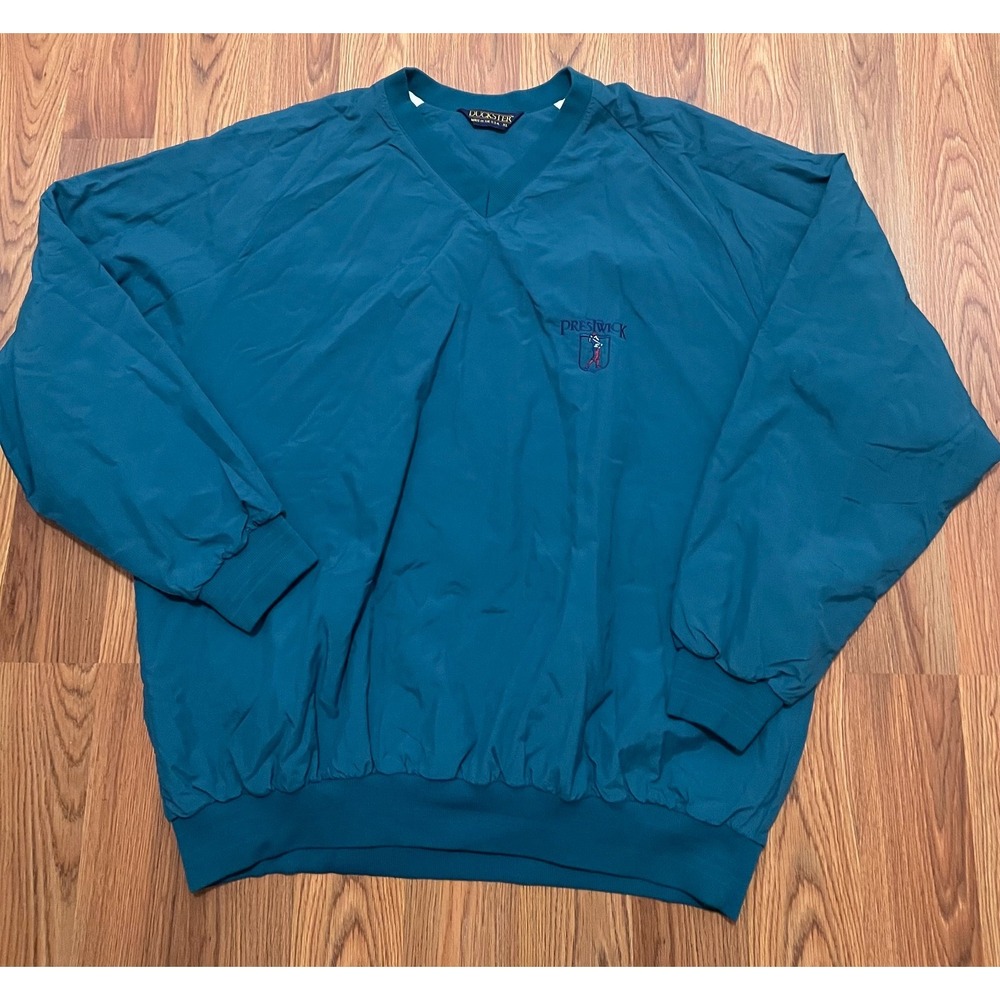 Duckster Pullover Mens Extra Large V Neck Windbreaker Made In USA Golf